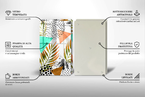 Tampa de parede do fogão a gás Padrão boho de folhas