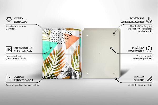 Tampa de parede do fogão a gás Padrão boho de folhas