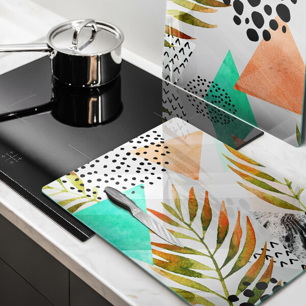 Tampa de parede do fogão a gás Padrão boho de folhas