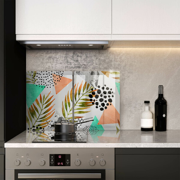 Tampa de parede do fogão a gás Padrão boho de folhas