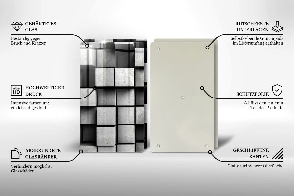 Placa de proteção para o fogão Abstração quadrados 3D
