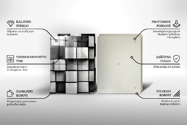 Placa de proteção para o fogão Abstração quadrados 3D