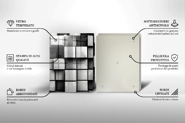 Placa de proteção para o fogão Abstração quadrados 3D