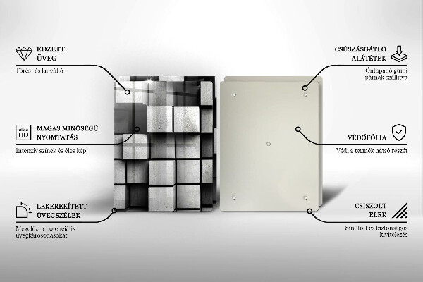 Placa de proteção para o fogão Abstração quadrados 3D