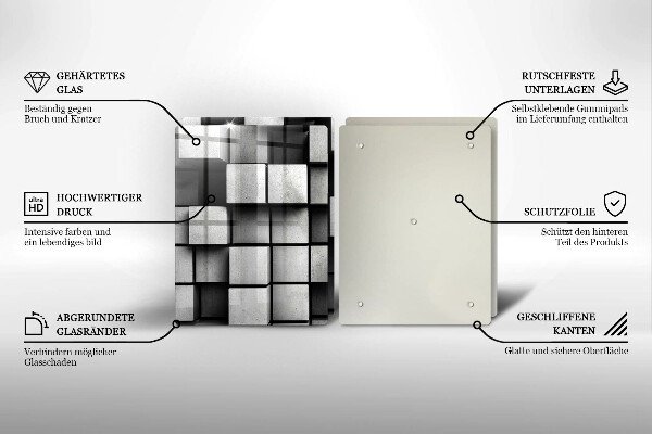 Placa de proteção para o fogão Abstração quadrados 3D