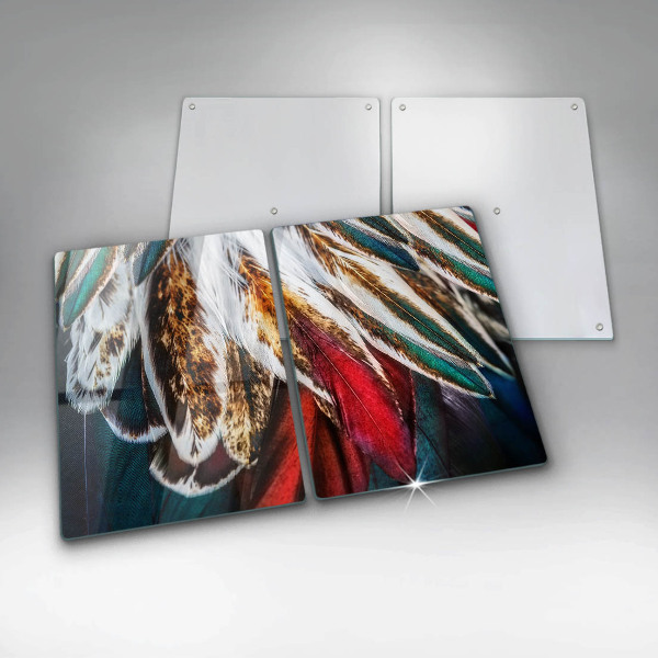 Tampa de parede do fogão a gás Boho penas de pássaro