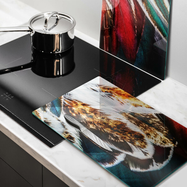 Tampa de parede do fogão a gás Boho penas de pássaro