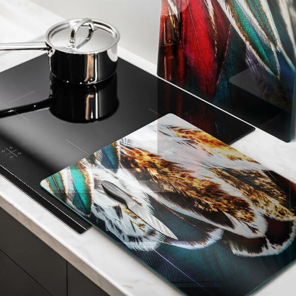 Tampa de parede do fogão a gás Boho penas de pássaro