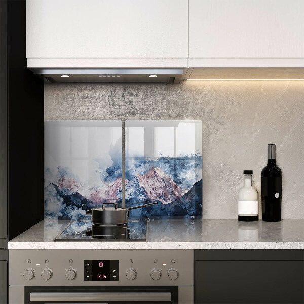 Tampa de parede do fogão a gás Abstração montanhas pintadas