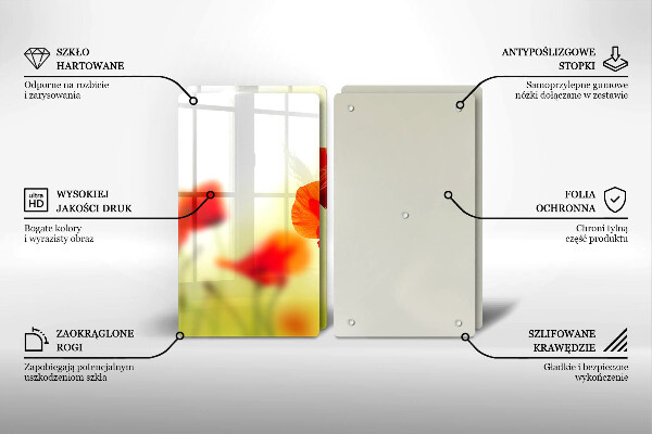 Placa de proteção para o fogão Flores vermelhas papoilas