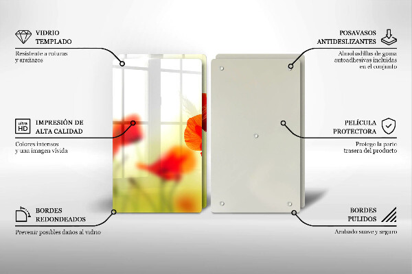 Placa de proteção para o fogão Flores vermelhas papoilas