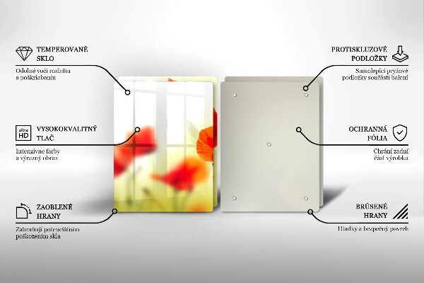 Placa de proteção para o fogão Flores vermelhas papoilas