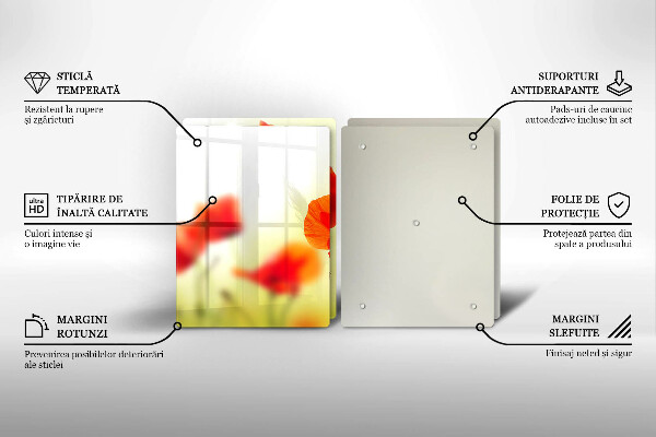 Placa de proteção para o fogão Flores vermelhas papoilas