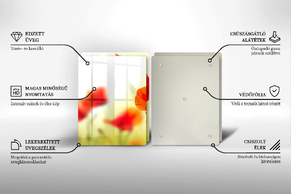 Placa de proteção para o fogão Flores vermelhas papoilas
