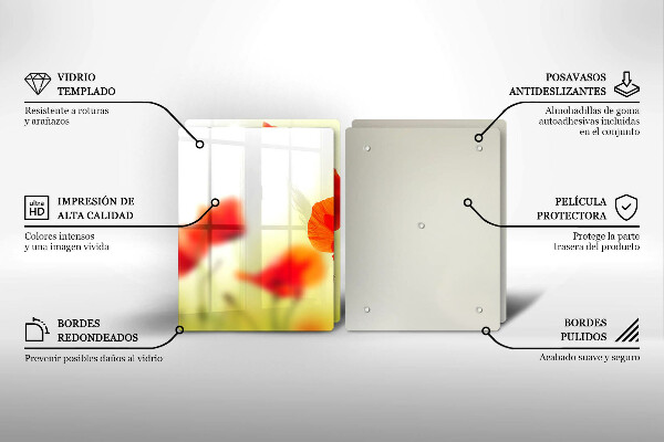 Placa de proteção para o fogão Flores vermelhas papoilas