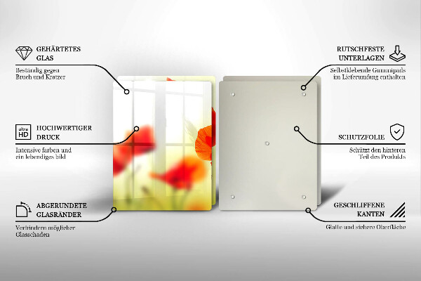 Placa de proteção para o fogão Flores vermelhas papoilas