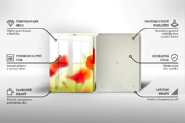 Placa de proteção para o fogão Flores vermelhas papoilas