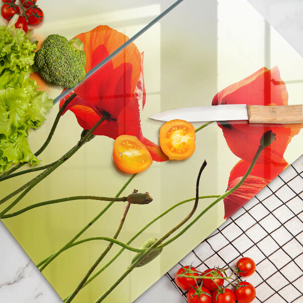 Placa de proteção para o fogão Flores vermelhas papoilas