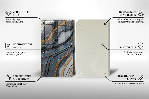 Proteção da parede da cozinha Rocha com ouro