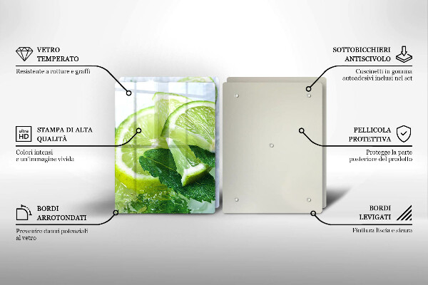 Tampa de parede do fogão a gás Limão, hortelã e gelo