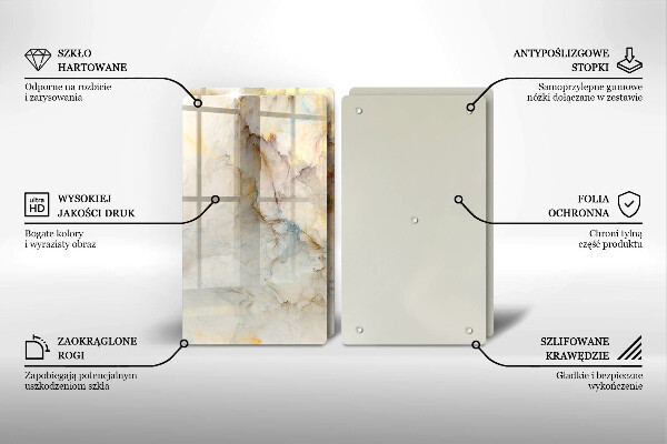 Tampa de parede do fogão a gás Textura mármore com ouro