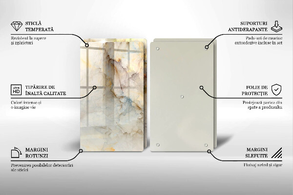 Tampa de parede do fogão a gás Textura mármore com ouro