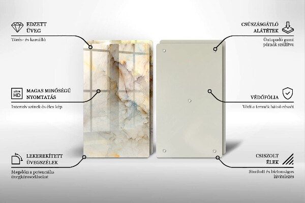Tampa de parede do fogão a gás Textura mármore com ouro