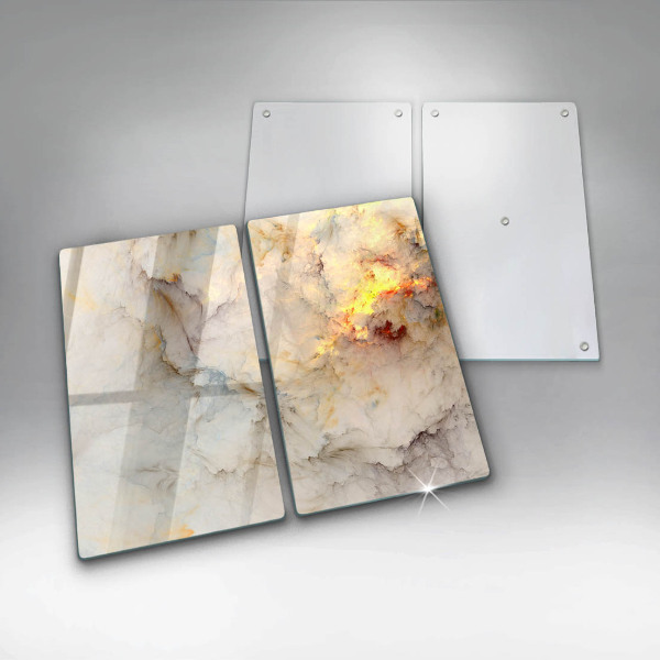 Tampa de parede do fogão a gás Textura mármore com ouro