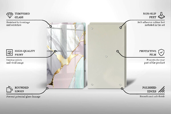 Tampa de parede para fogão a gás Mármore pastel