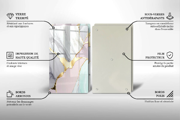 Tampa de parede para fogão a gás Mármore pastel