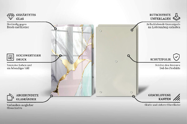 Tampa de parede para fogão a gás Mármore pastel