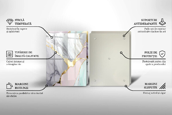 Tampa de parede para fogão a gás Mármore pastel