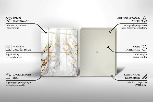 Tampa de parede do fogão a gás Mármore claro com ouro