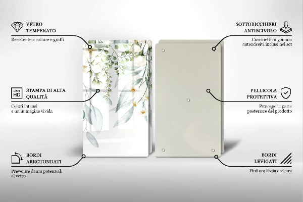 Tampa de parede do fogão a gás Plantas em aquarela
