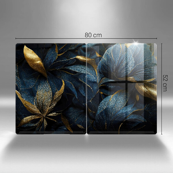 Tampa de parede do fogão a gás Folhas decorativas com ouro