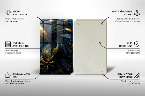 Tampa de parede do fogão a gás Folhas decorativas com ouro