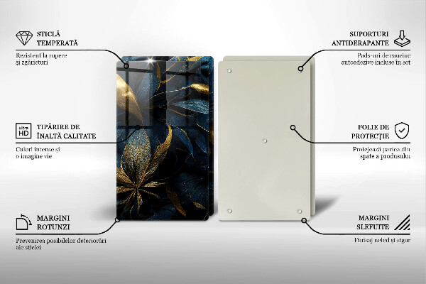 Tampa de parede do fogão a gás Folhas decorativas com ouro