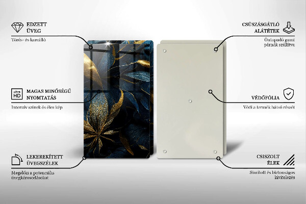 Tampa de parede do fogão a gás Folhas decorativas com ouro