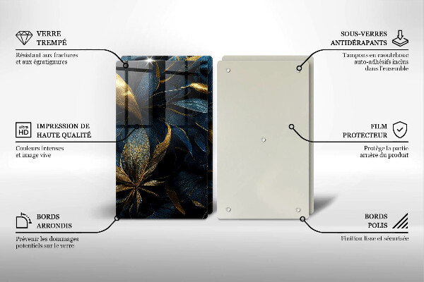 Tampa de parede do fogão a gás Folhas decorativas com ouro