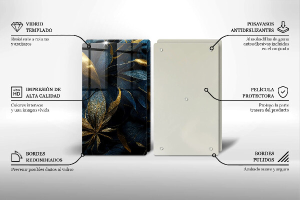 Tampa de parede do fogão a gás Folhas decorativas com ouro