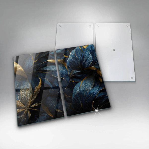 Tampa de parede do fogão a gás Folhas decorativas com ouro