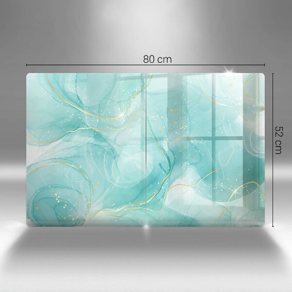 Cobertura de parede do fogão a gás Abstração azul e dourada