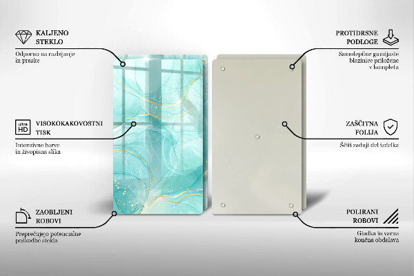 Cobertura de parede do fogão a gás Abstração azul e dourada