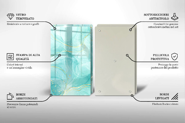 Cobertura de parede do fogão a gás Abstração azul e dourada