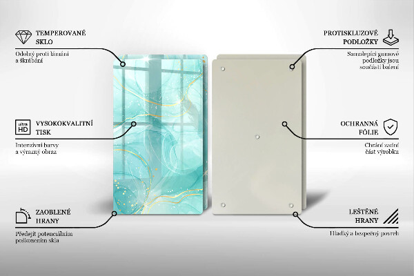 Cobertura de parede do fogão a gás Abstração azul e dourada