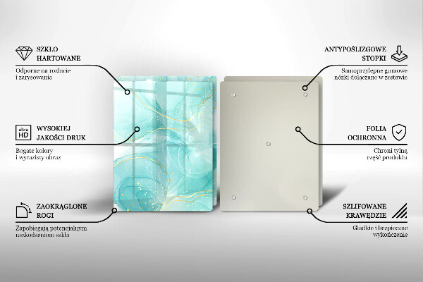 Cobertura de parede do fogão a gás Abstração azul e dourada