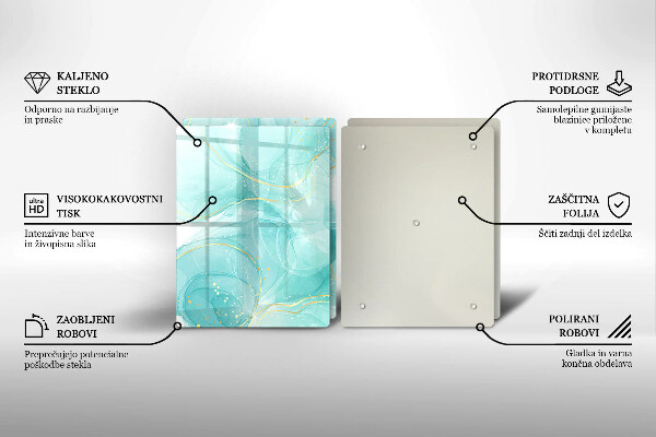 Cobertura de parede do fogão a gás Abstração azul e dourada