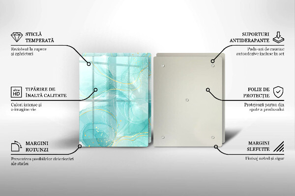Cobertura de parede do fogão a gás Abstração azul e dourada