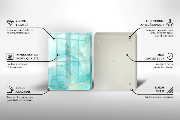 Cobertura de parede do fogão a gás Abstração azul e dourada