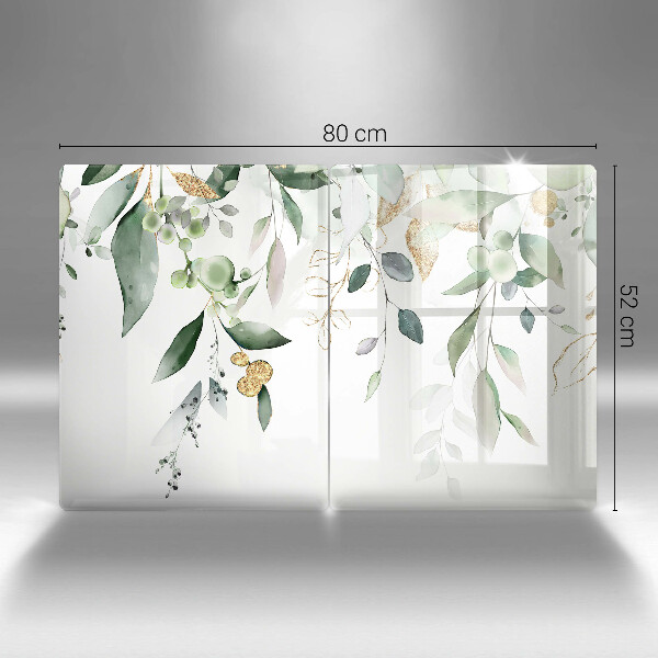 Proteção de parede do fogão a gás Folhas em aquarela